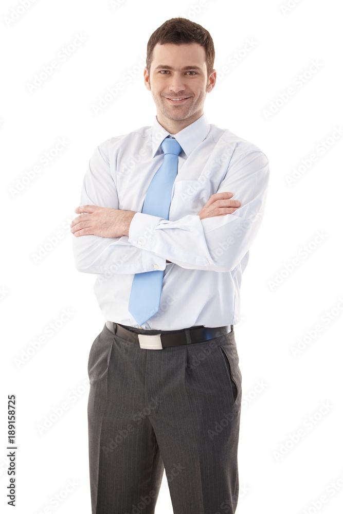 Confident businessman smiling happily Confident businessman smiling happily