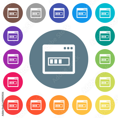 Application installing flat white icons on round color backgrounds