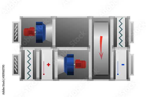 Air handling unit with Thermal Wheel vector illustration. The device for comfort.