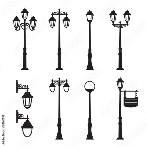 City street silhouette set