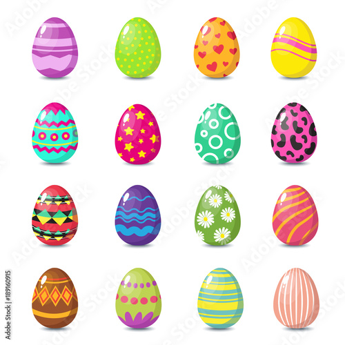 Cartoon happy easter cute eggs vector set
