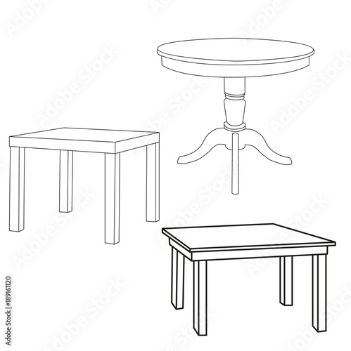 vector, isolated sketch set of tables