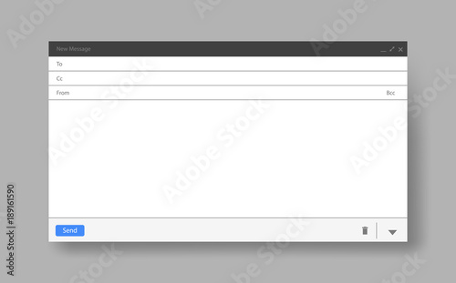 Blank window of E-mail, template vector illustration.