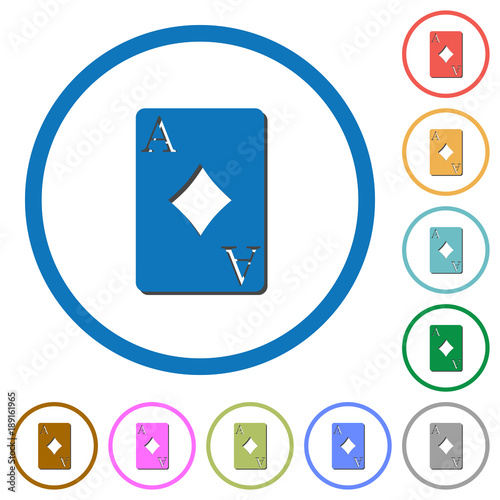 Ace of diamonds card icons with shadows and outlines
