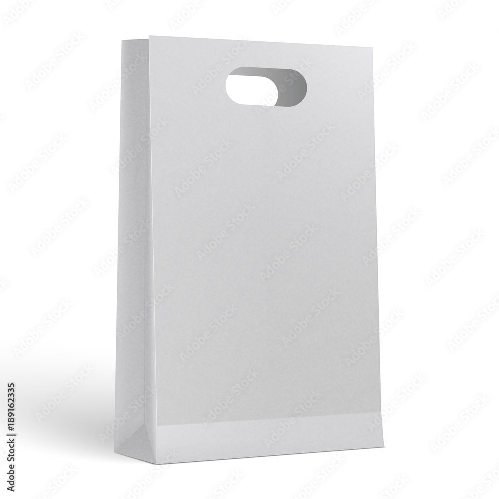 3d realistic vector illustration of white paper shopping bag 3d realistic vector illustration of white paper shopping bag