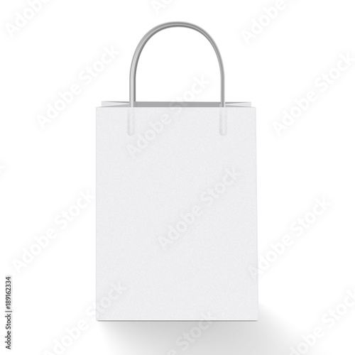 3d realistic vector illustration of white paper shopping bag