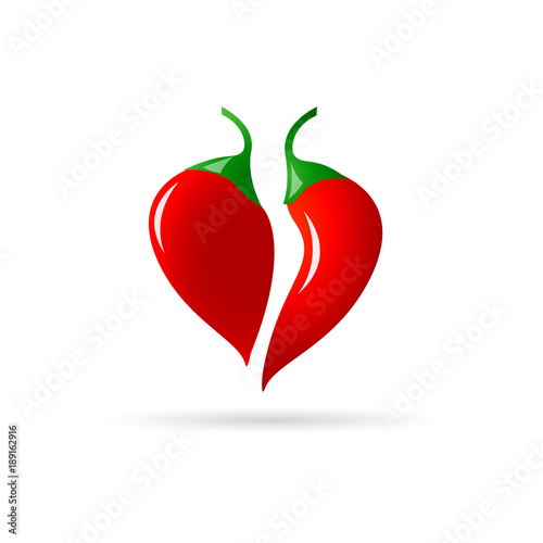 vector icon of red heart with chili pepper