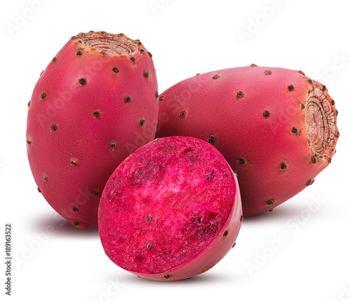 Foto Two red opuntia, one cut in half
