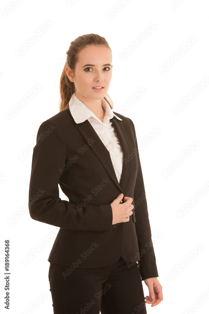 Corporate portrait of a beautiful business woman isolated over white Corporate portrait of a beautiful business woman isolated over white