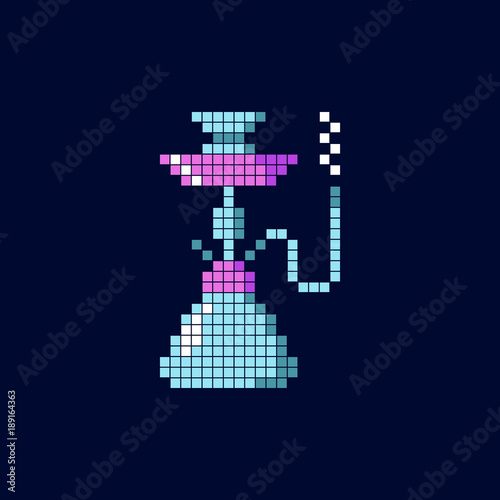 Pixel art hookah minimalistic illustration