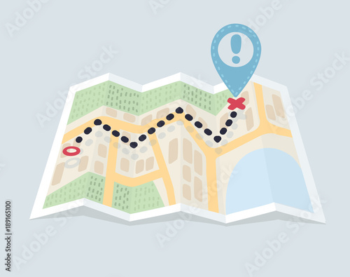 2608670 Folded maps navigation with color point