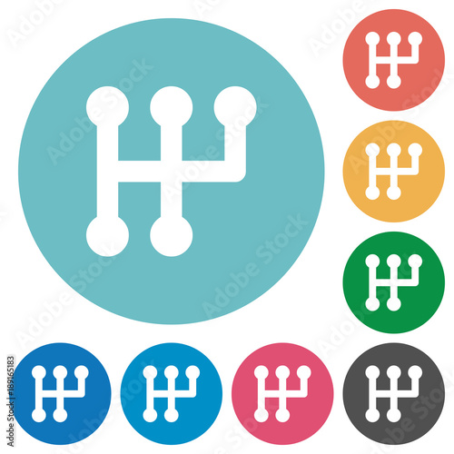 Manual shift flat round icons