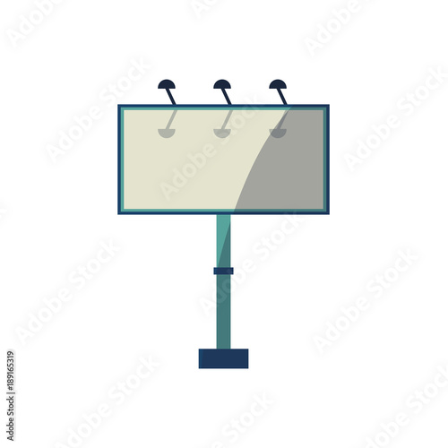 Vector cartoon white street billboard mockup with lamps. Urban landscape background design element, promotion and advertising object. Isolated illustration, white background.