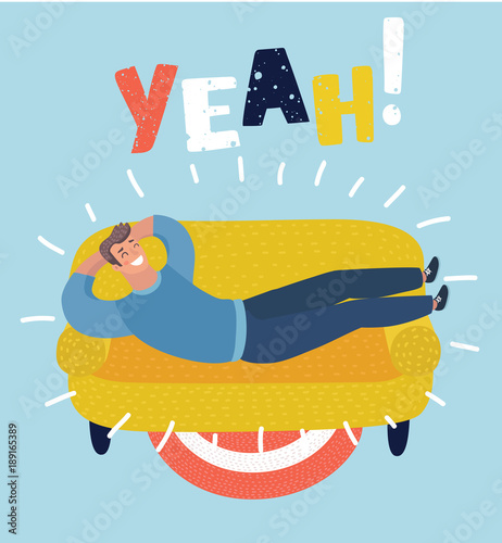 Man taking a nap on sofa. Laying, relaxing, recharge, resting theme