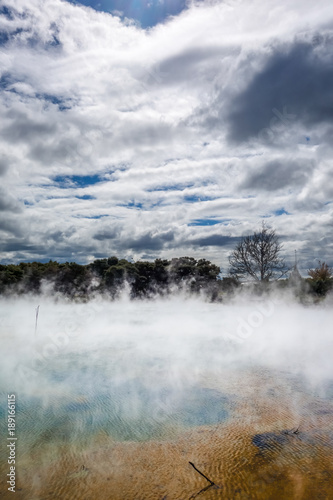 Hot springs lake in Rotorua, New Zealand