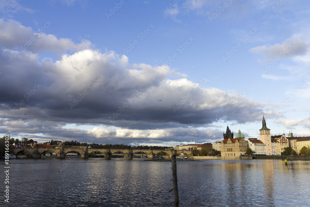 Charles Bridge with the Vltava river in Prague