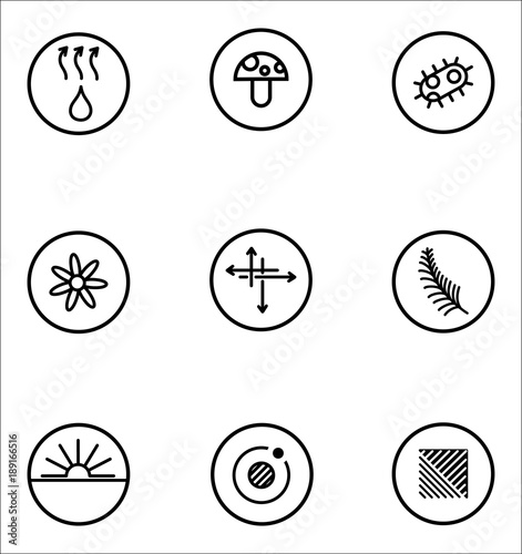 Garments fabric technology and properties vector icon set. Antibacterial and breathable material illustration