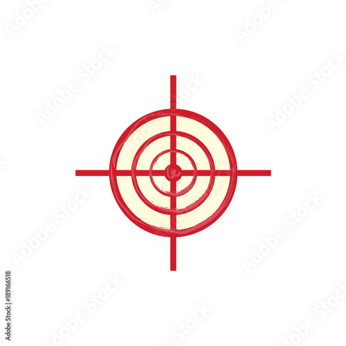 Vector flat army, military, 23 of february, Russian Defender of the Fatherland Day symbol icon - red sniper scope aim, target, crosshair. Isolated illustration, white background.