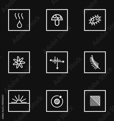 Garments fabric technology and properties vector icon set. Antibacterial and breathable material illustration