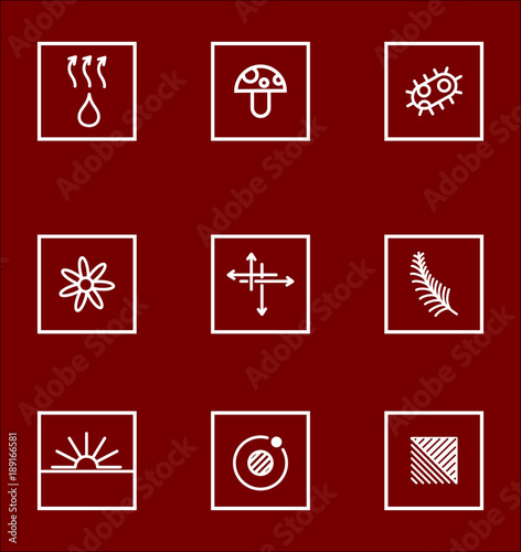 Garments fabric technology and properties vector icon set. Antibacterial and breathable material illustration