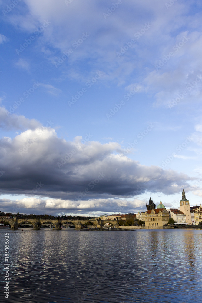Charles Bridge with the Vltava river in Prague