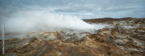 Hot geothermal geyser in Iceland