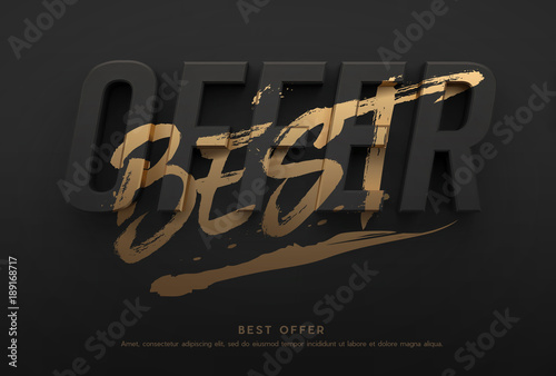 The best offer poster or flyer design. 3D word offer with brushed word best on it