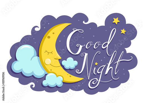 Good Night Moon Mascot Illustration