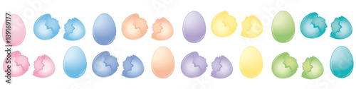 Collection of colorful easter eggs icons 