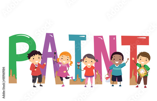 Stickman Kids Paint Illustration