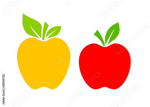 Yellow and red apple vector cartoon