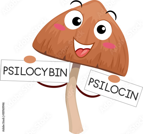 Psychedelic Mushroom Mascot Compounds Illustration