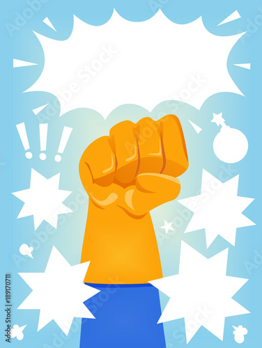 Hand Super Hero Punch Call Out Illustration