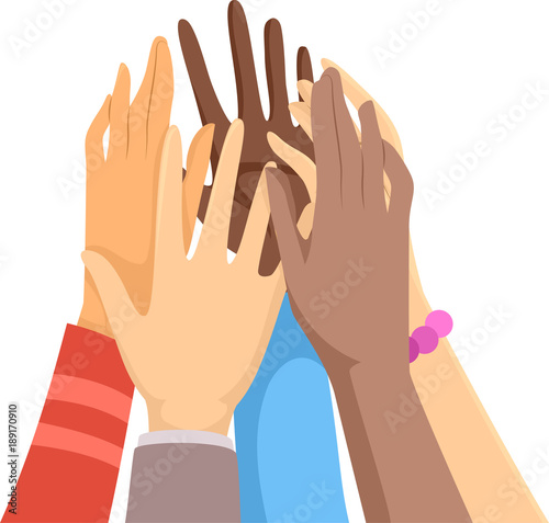 Hands Group Hi Five Illustration