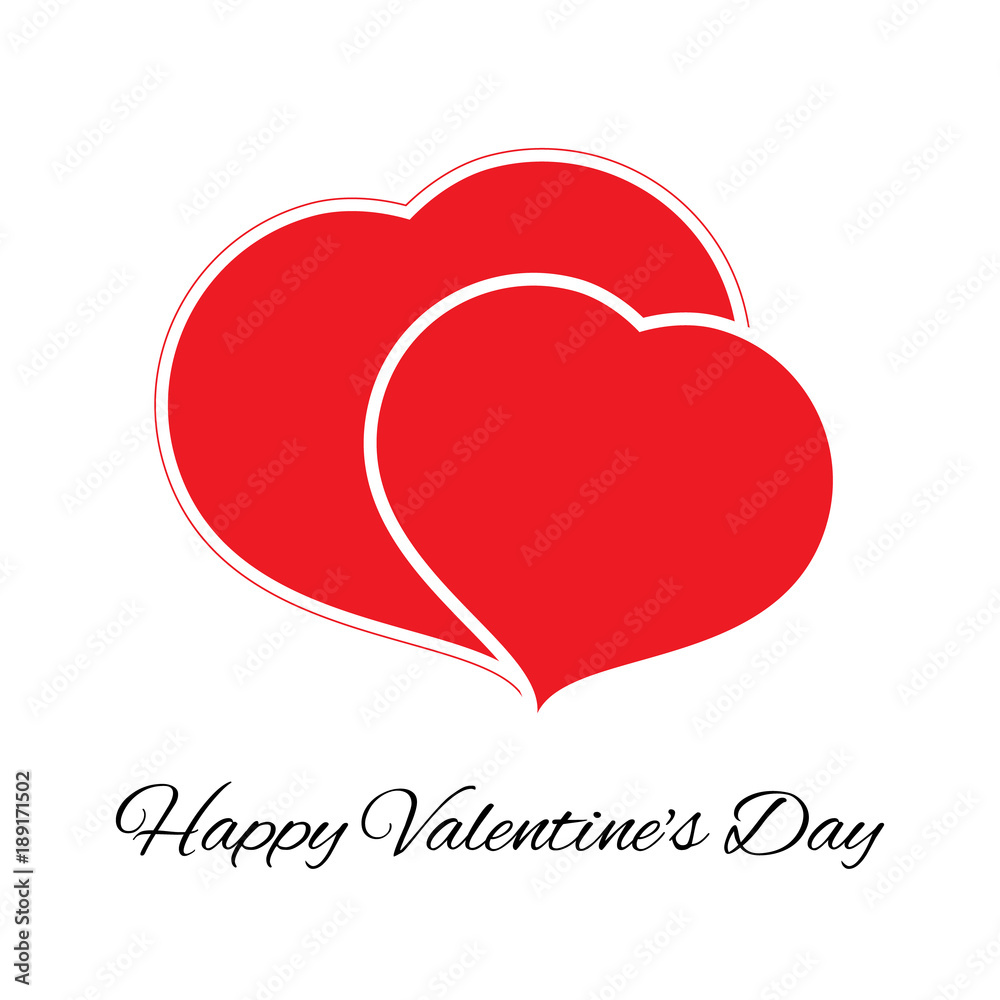 Big and small red heart. Romantic love symbol of valentine day. Vector illustration
