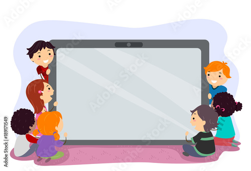 Stickman Kids Tablet Board Illustration