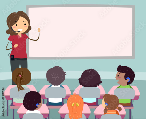 Stickman Kids Teacher Fm Transmitter Board Illustration