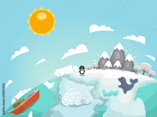 Globe Arctic Country Illustration