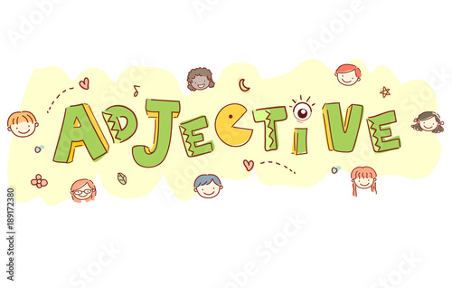 Stickman Kids Head Adjective Illustration