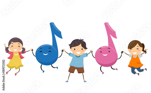 Stickman Kids Music Notes J...