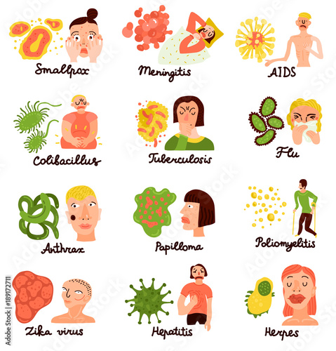 Human Viruses Flat Icons Collection 