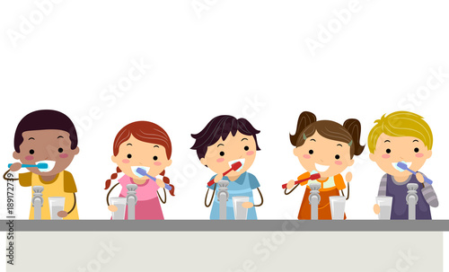 Stickman Kids Toothbrush Illustration