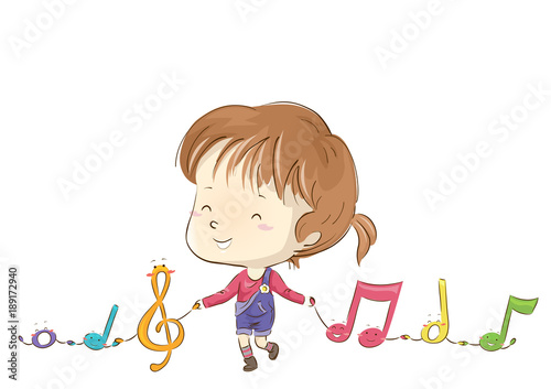 Kid Girl Music Notes Mascot...