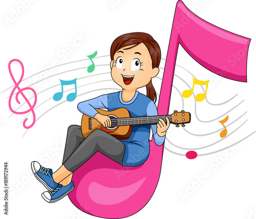 Kid Girl Music Ukulele Illu...