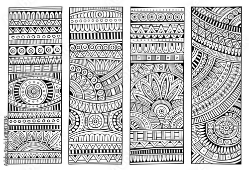 Ethnic hand drawn vector stripes set