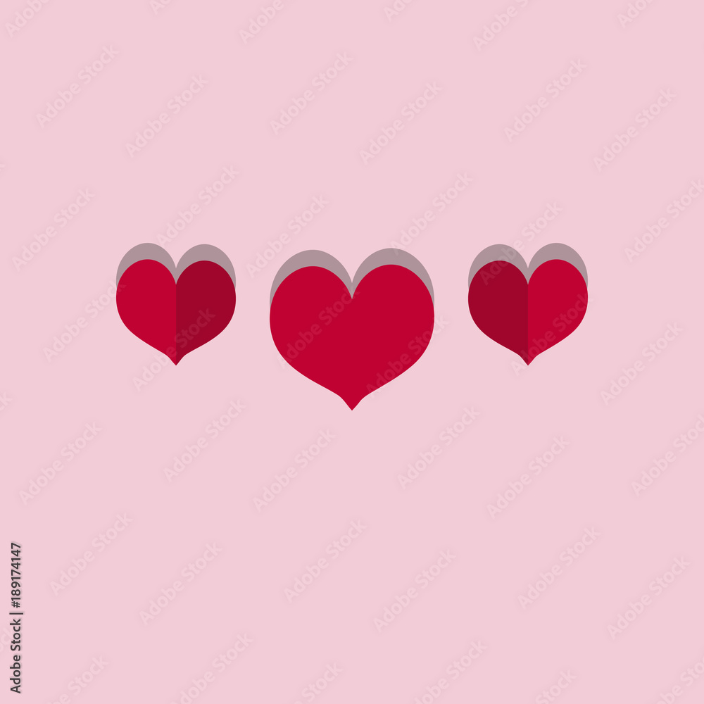 Two-colored hearts for Valentine's Day on a pink background