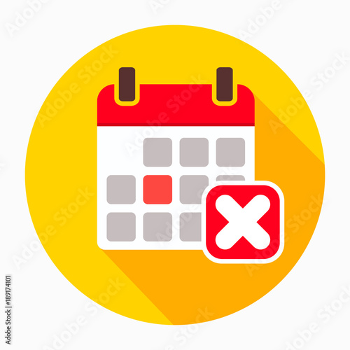 Reject calendar day icon vector, filled flat sign, solid pictogram isolated on white. Remove event symbol, logo illustration