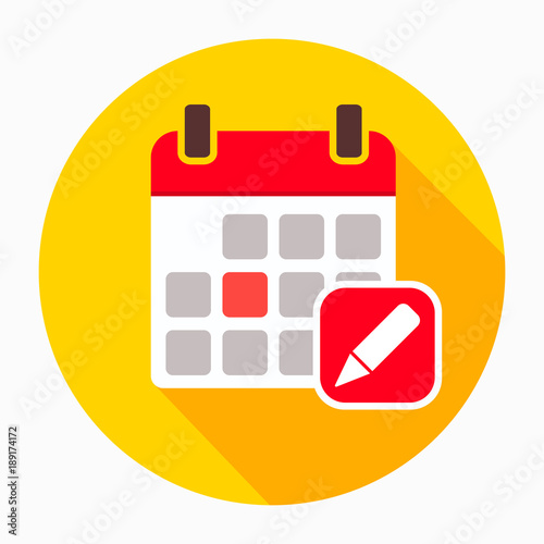 2610747 Calendar and pencil icon vector, filled flat sign, solid pictogram isolated on white. Symbol, logo illustration
