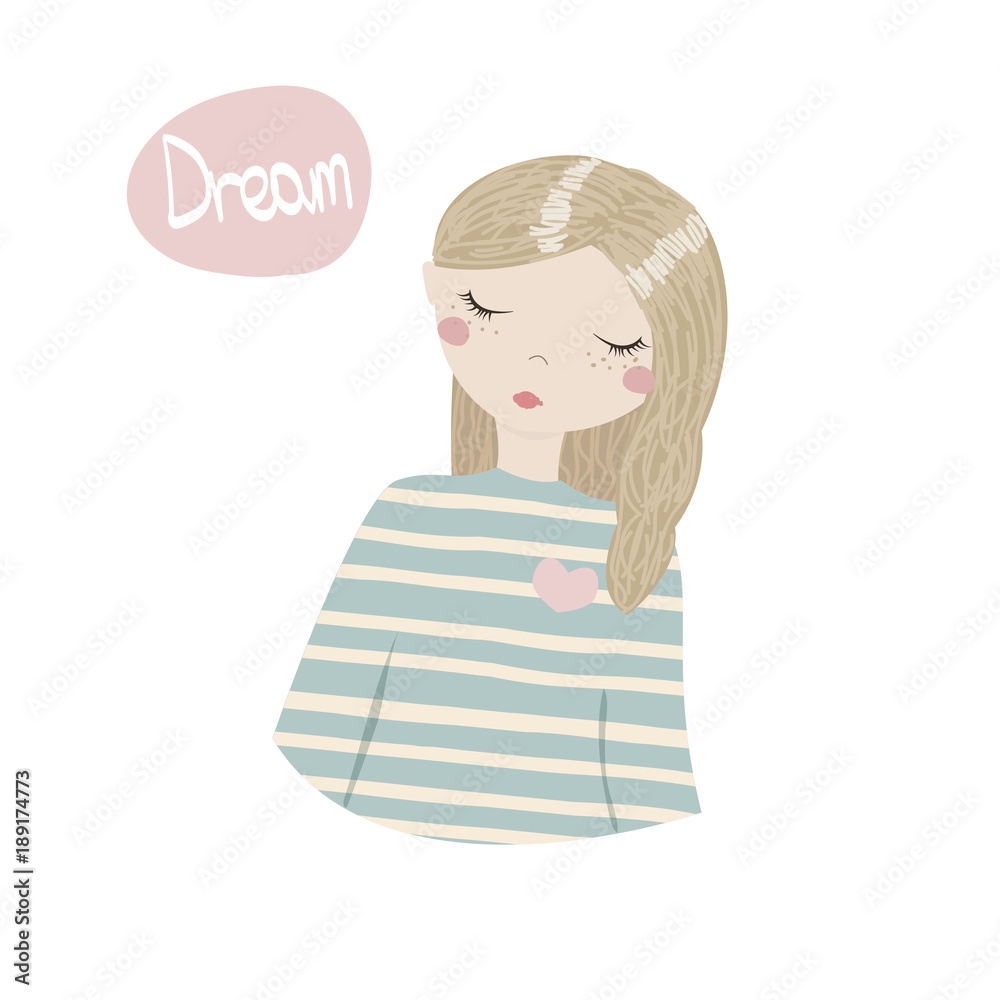 Cute girl with handwritten slogan. Vector illustration. Cute girl with handwritten slogan. Vector illustration.