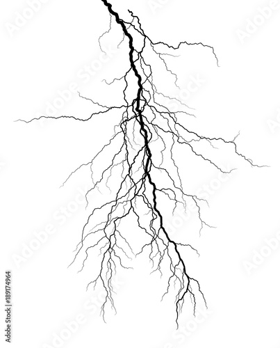 A lightning stroke in the night sky.